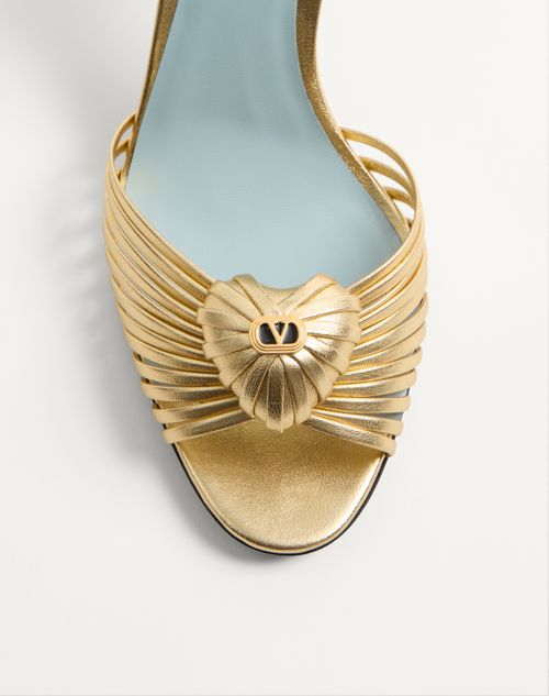 Valentino Garavani - Coeur Royal Sandal In Laminated Nappa Leather 85mm - Antique Brass - Woman - Sandals